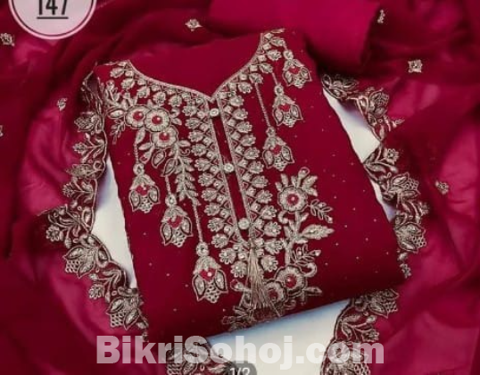 Embroidery georjet three piece